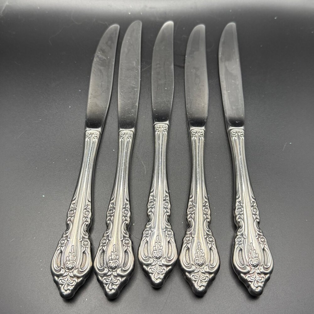 Oneida Brahms  5 modern hollow knives stainless flatware 9 1/8 inches
